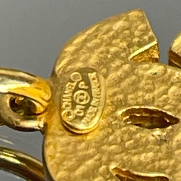 CHANEL CC Logo Gold Tone Pierced Earrings - Picture 11 of 13